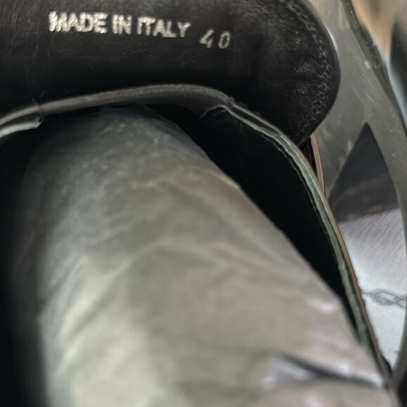 Prada Chocolate Brushed Black Leather Heeled Loafers Size: 40 - Picture 11 of 14